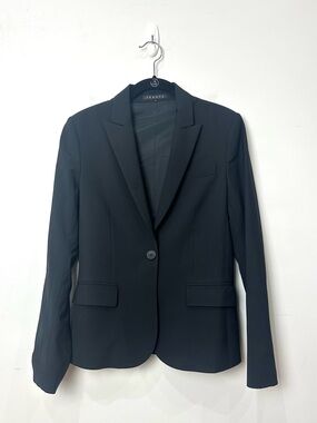 Theory Single Button Wool Blazer Black
